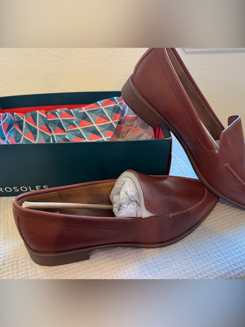 AEROSOLES Women’s Brown Leather Slip-On Loafers